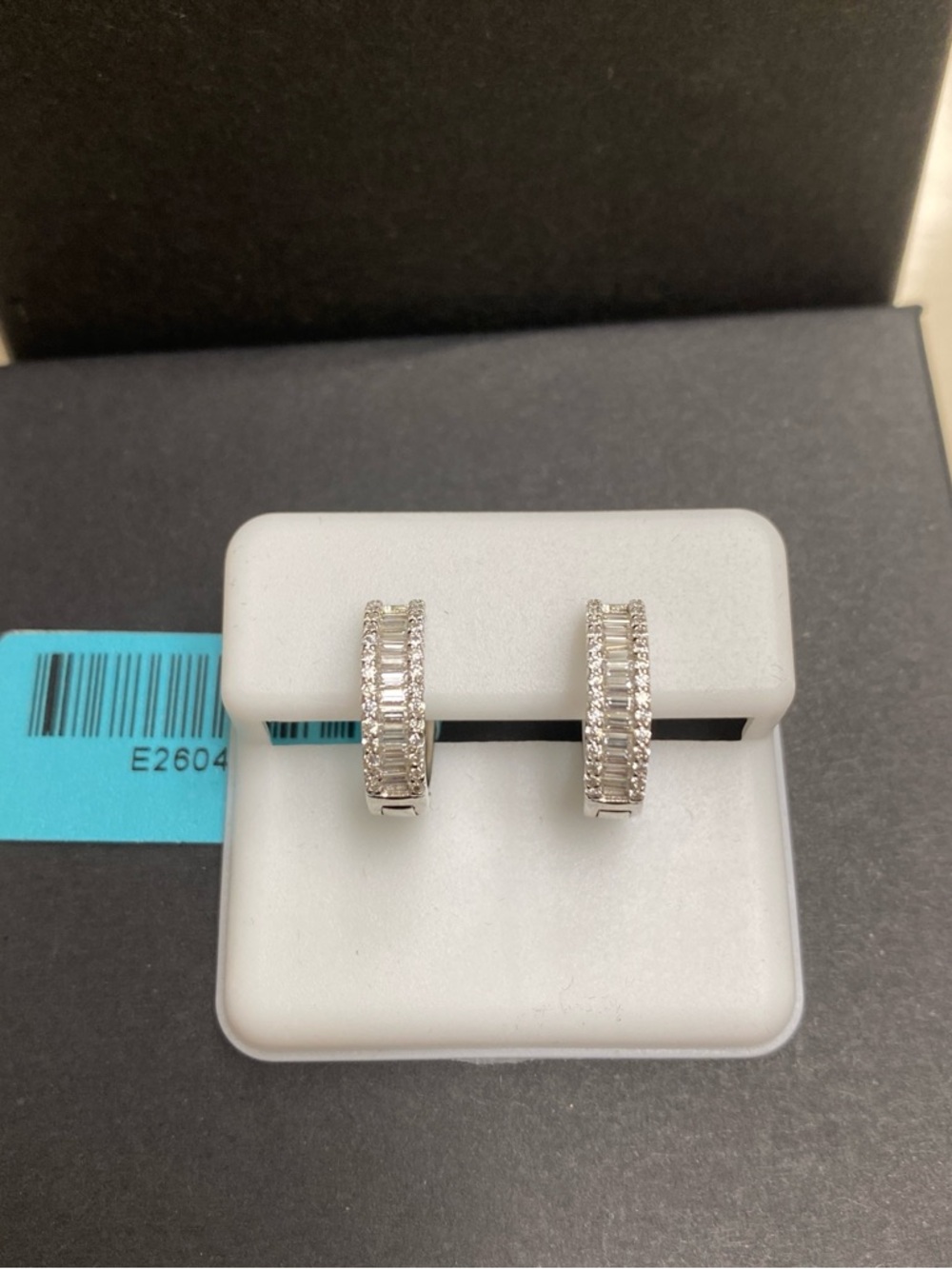 Baguette Cut Moissanite Huggie Earrings